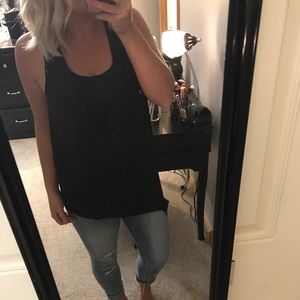 Black asymmetrical tank top